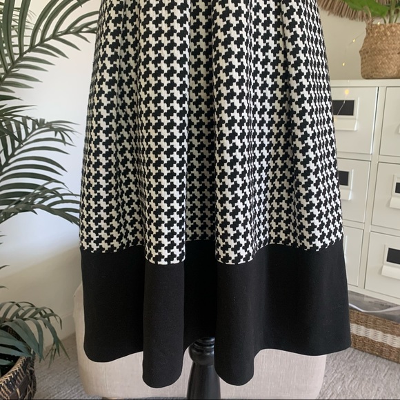 Calvin Klein Black White Houndstooth Belted Sleeveless Fit & Flare Work Dress 2 - Picture 4 of 12